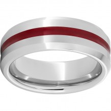 Serinium Beveled Edge Band with Red Inlay