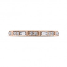 Shah Luxury 14K Rose Gold Round and Baguette Diamond Wedding Band