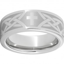 Serinium Pipe Cut Band with a Cross Knot Laser Engraving