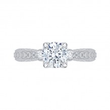 Shah Luxury 14K White Gold Round Diamond Floral Engagement Ring (Semi-Mount)