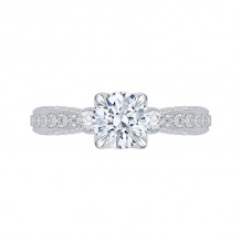 Shah Luxury 14K White Gold Round Diamond Floral Engagement Ring (Semi-Mount)