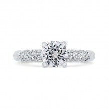 Shah Luxury 14K White Gold Three Row Round Diamond Engagement Ring (Semi-Mount)