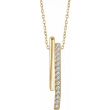 14K Yellow 1/5 CTW Diamond 16-18 Bar Necklace