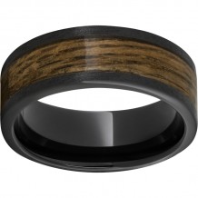 Black Diamond Cermaic? Pipe Cut Band with Bourbon Barrel Aged Inlay and Stone Finish