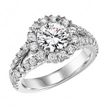 14k White Gold 1 1/7ct Diamond Engagement Ring with 1 1/2ct Center Stone