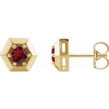 14K Yellow Mozambique Garnet Geometric Earrings