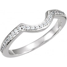 14K White 1/8 CTW Diamond Band for 4.5 mm Round Engagement Ring