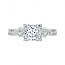 Shah Luxury 14K White Gold Cushion Cut Diamond Vintage Engagement Ring (Semi-Mount)