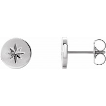 14K White 7.8 mm Starburst Earrings