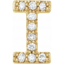 14K Yellow .04 CTW Diamond Single Initial I Earring