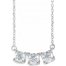 14K White 1 CTW Diamond Three-Stone Curved Bar 18 Necklace