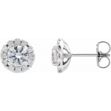 14K White Sapphire & 1/5 CTW Diamond Earrings