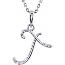 14K White .025 CTW Diamond Initial T 18 Necklace