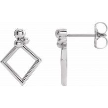 14K White Geometric Earrings