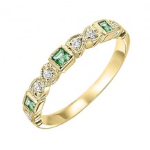 Gems One 14Kt Yellow Gold Diamond (1/10Ctw) & Emerald (1/6 Ctw) Ring