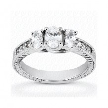 14k White Gold Diamond Semi-Mount 3 Stone Engagement Ring