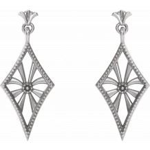 14K White Vintage-Inspired Dangle Earrings