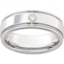 Serinium Rounded Edge Band with One .06 Brilliant Round Diamond and a Polish Finish