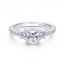 Gabriel & Co. 14k White Gold Entwined 3 Stone Engagement Ring