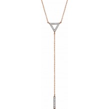 14K Rose 1/6 CTW Diamond Triangle & Bar Y 16-18 Necklace