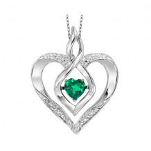 Gems One Silver Diamond (1/50 Ctw) & Created-Emerald (1/4 Ctw) Pendant