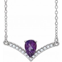 14K White Amethyst & .06 CTW Diamond 18 Necklace