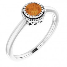 14K White Citrine November Birthstone Ring