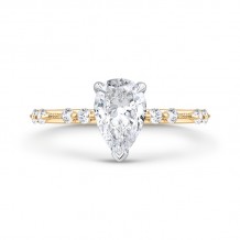 Shah Luxury 14K Two-Tone Gold Pear Cut Diamond Solitaire Plus Engagement Ring (Semi-Mount)