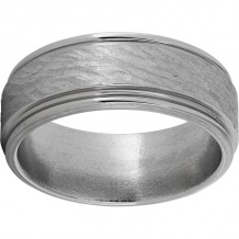 Titanium Rounded Edge Band with Bark Hand Finish