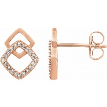 14K Rose 1/10 CTW Diamond Geometric Earrings