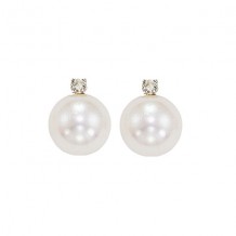 Gems One 14Kt White Gold Diamond (1/20Ctw) & Pearl (1 Ctw) Earring