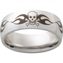 Serinium Domed Band with Skull Laser Engraving