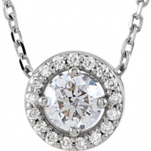 14K White 1/4 CTW Diamond Halo-Style 16 Necklace