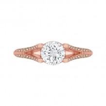 Shah Luxury 14K Rose Gold Brown Diamond Engagement Ring with Split Shank (Semi-Mount)