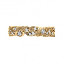 Shah Luxury 14K Yellow Gold Round Diamond Leaf Design Wedding Band