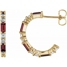 14K Yellow Mozambique Garnet & 1/2 CTW Diamond Earrings