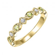 Gems One 14Kt Yellow Gold Diamond (1/20Ctw) & Peridot (1/6 Ctw) Ring