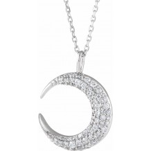 14K White 1/3 CTW Diamond Crescent Moon 16-18 Necklace