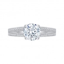 Shah Luxury 14K White Gold Round Diamond Engagement Ring with Split Shank (Semi-Mount)