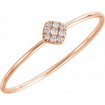 14K Rose 1/8 CTW Diamond Petite Square Ring