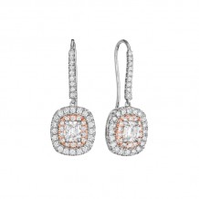 Henri Daussi Rose Platinum Diamond Drop Earrings