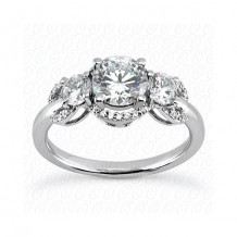 14k White Gold Diamond Semi-Mount 3 Stone Engagement Ring