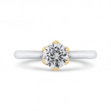 Shah Luxury 14K Two-Tone Gold Round Diamond Solitaire Plus Engagement Ring (Semi-Mount)
