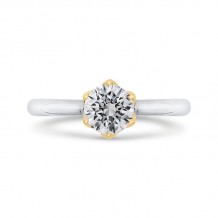 Shah Luxury 14K Two-Tone Gold Round Diamond Solitaire Plus Engagement Ring (Semi-Mount)