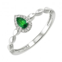 Gems One 10Kt White Gold Diamond (1/20Ctw) & Emerald (1/4 Ctw) Ring