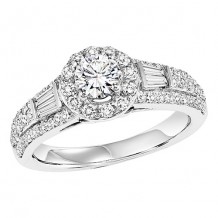 14k White Gold 3/4ct Diamond Engagement Ring with 1/2ct Center Stone