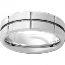 Serinium Beveled Edge Band with Milgrain Texture and Satin Finish