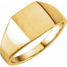 14K Yellow 12x10 mm Rectangle Signet Ring