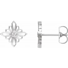 14K White Geometric Earrings with Backs
