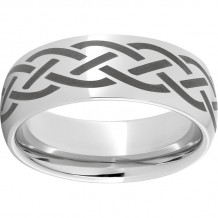 Serinium Domed Band with a Braid Laser Engraving